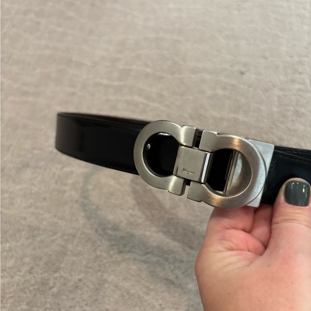 Salvatore Ferragamo Black or Brown Belt with Silver Clasp